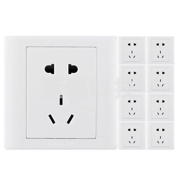 飞雕(FEIDIAO)开关插座面板 五孔插座电源墙壁插座(10只装)套餐86型A3嘉润白