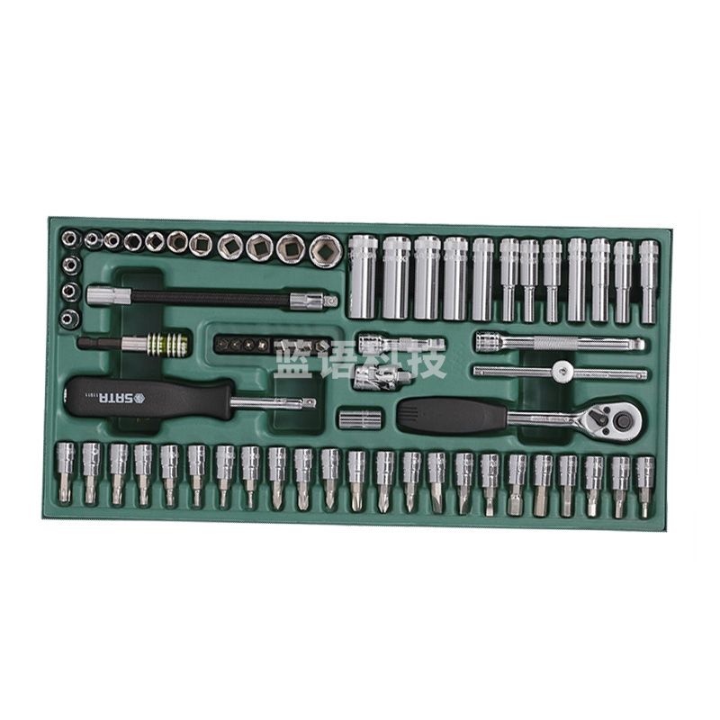 世达(SATA) 66件套6.3MM系列公制套筒旋具头棘轮扳手工具托组套 09901