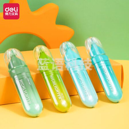 得力(deli)SK170柔彩荧光笔彩色醒目标记笔 手帐可用水性记号笔南巷清风系 4支/盒装