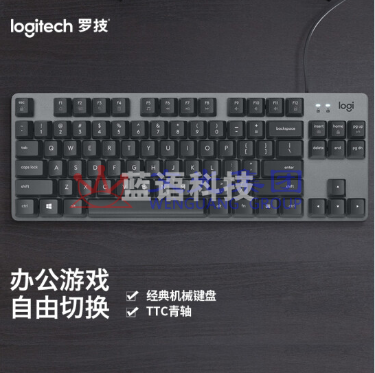 罗技(Logitech)K835机械键盘 有线键盘 游戏办公键盘 84键 黑色 TTC轴 青轴