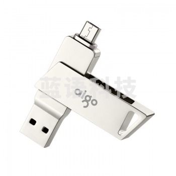 爱国者（aigo）32GB Micro USB USB3.0 U盘 U385银色 双接口手机电脑两用