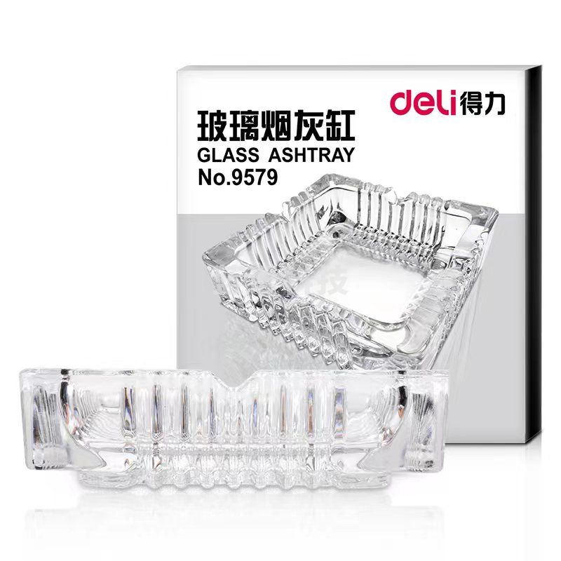 得力9579玻璃烟灰缸(透明)(只)150*150mm
