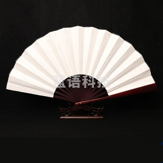 扇子折扇空白题字书法宣纸扇 镂空骨（单面洒金） 货号：GD