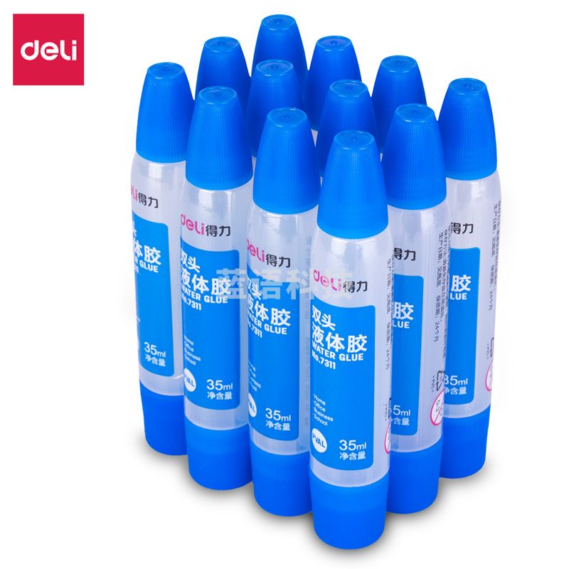得力(deli) 7311 双头液体胶 35ml 蓝色 24瓶/盒 (单位:盒)