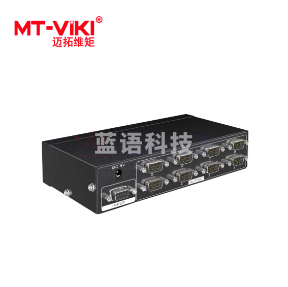 迈拓维矩(MT-viki)MT-RS108 串口分配器 一分八COM口9针同时输出RS232信号支持双向和级联 1进8出 八口