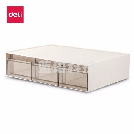 得力(deli)三格桌面收纳盒 抽屉式办公室用品文具文件分类多层储物盒子 宿舍化妆品杂物防尘整理盒 白色PK106