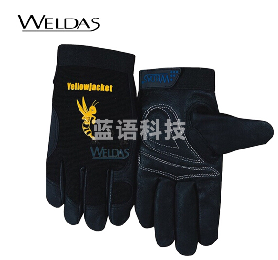 威特仕 10-2660 雄蜂王猪皮机械师手套抗油污防潮赛车手手套舒适灵活黑色 1副