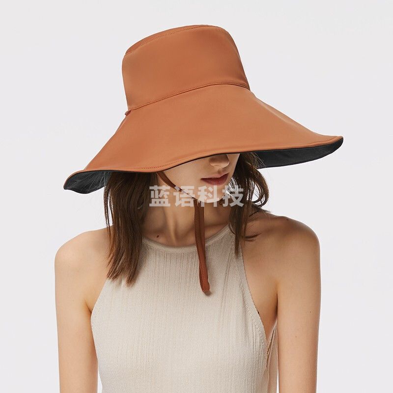 蕉下穹顶系列倍护防晒渔夫帽大檐夏防晒遮阳帽户外百搭女防紫外线遮脸帽子经典 雀茶色