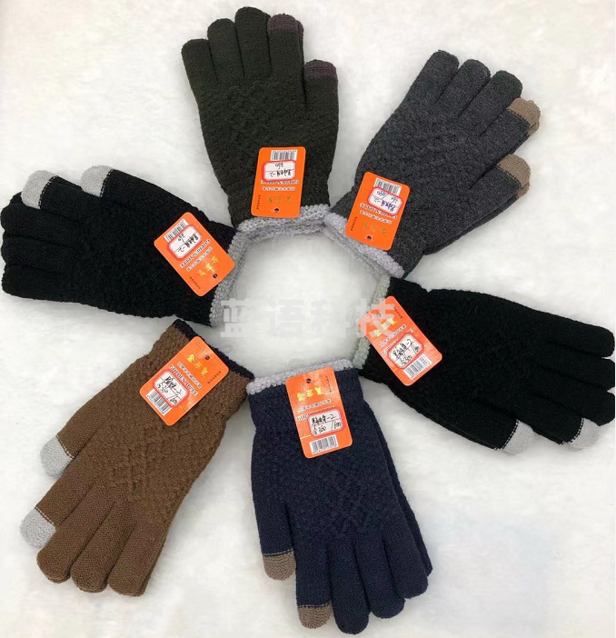 触屏手套 防滑加绒毛线针织手套  男款女款备注   颜色随机