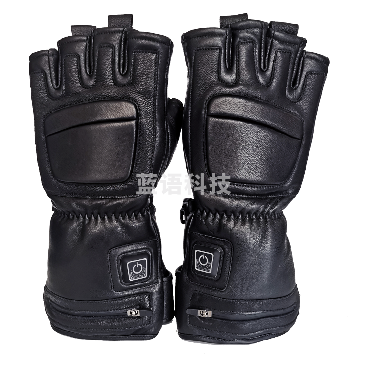 益隆天祥 半指加强版 热能手套  半指型皮手套 3挡加热