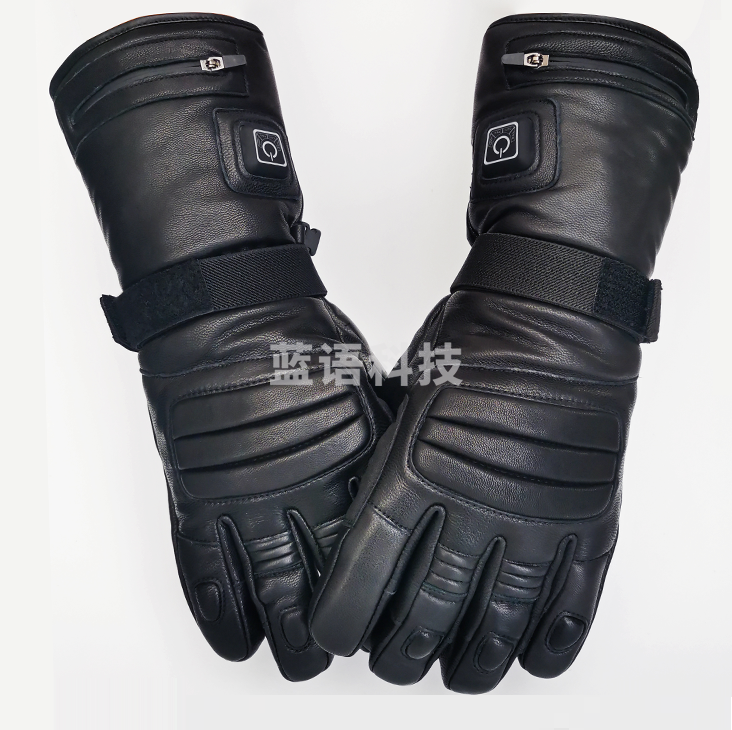 益隆天祥 全指加强版 热能手套  全指型皮手套 三挡智能加热电量显示