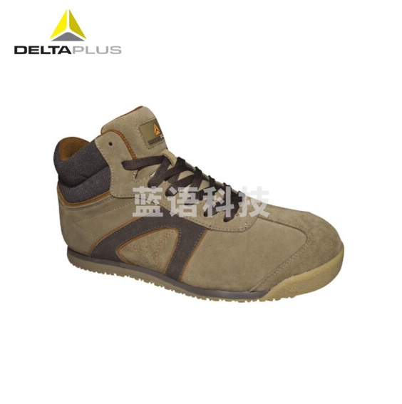 代尔塔 301343 中帮翻毛皮安全鞋 防砸防刺穿防静电 棕色