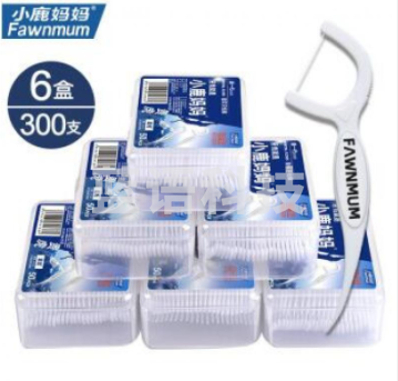 小鹿妈妈 专业洁齿牙线棒贵虎青年款牙签50支/盒 6盒/组 5组起售