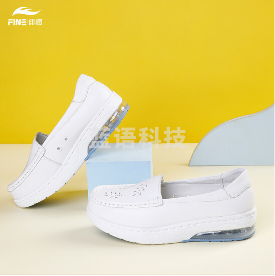 绯樱 2216大气垫护士鞋秋冬季款真牛皮软底镂空舒适透气浅口低帮平底33~42码