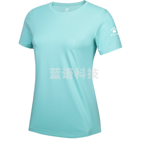 卡尔美   短袖T恤 训练服 运动跑步快干上衣 浅水绿