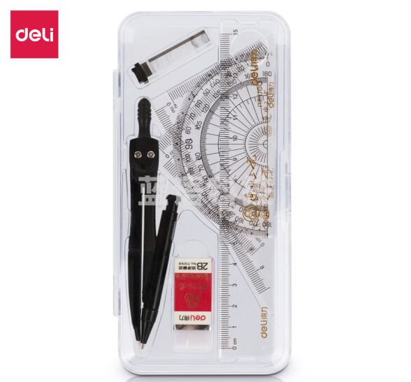 得力72155尺规套装 直尺 三角尺 圆规 橡皮