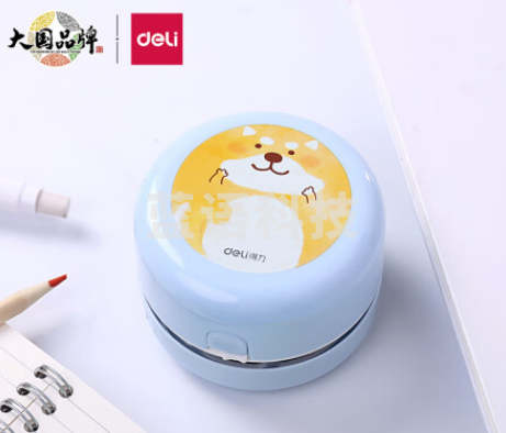 得力(deli)强吸力桌面吸尘器 迷你键盘除尘清洁助手 橡皮屑清洁器 学生用品 卡通浅蓝18883