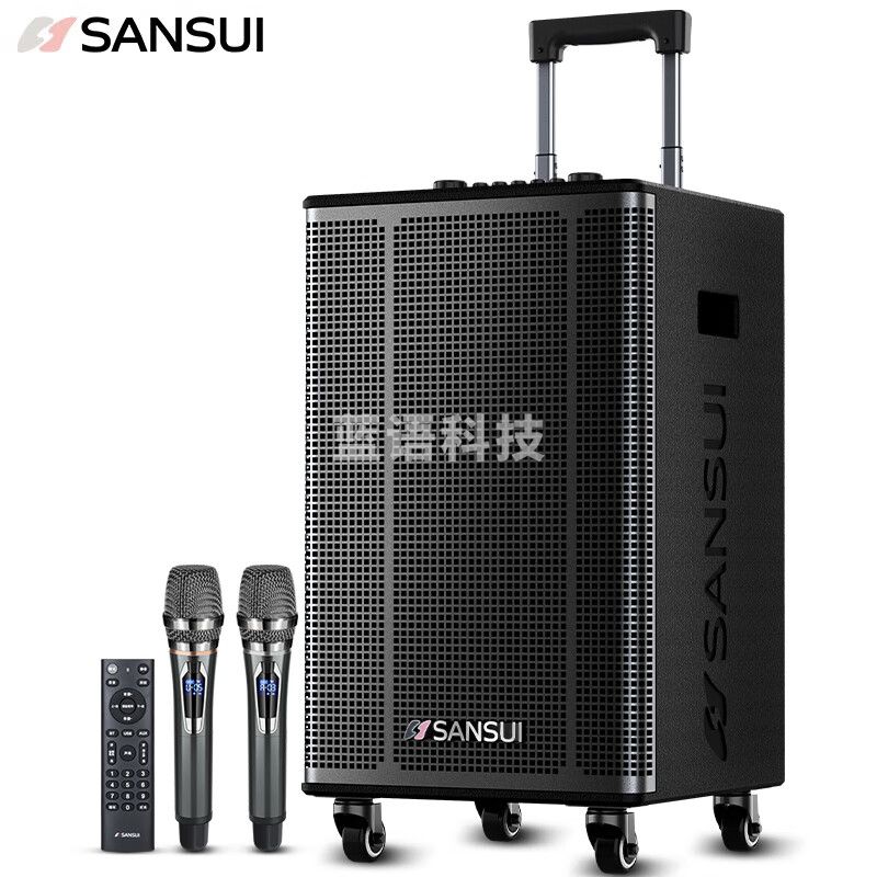山水 SANSUI E12广场舞音响 户外音响k歌演出移动便携式拉杆唱歌跳舞大功率重低音带无线话筒
