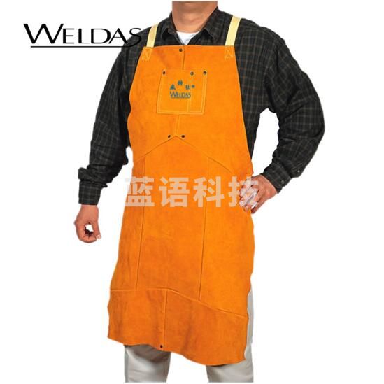 威特仕 / WELDAS 44-2142 金黄色 牛皮护胸围裙 107cm电焊烧焊用耐磨隔热围裙 1件