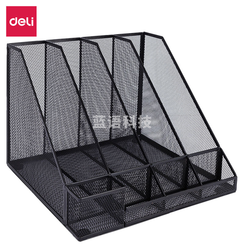 得力(deli) 78988 四联金属网状文件框带笔筒(黑)(个)