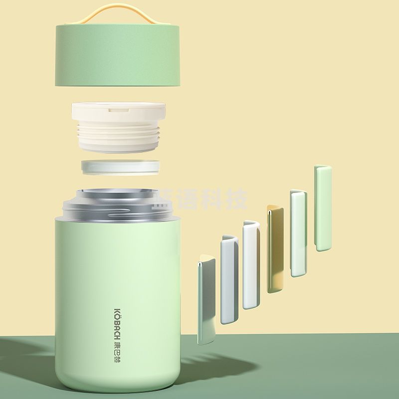 康巴赫 软提手撞色焖烧杯 焖烧罐焖烧壶1000ml牛油果绿 KH-T10B03