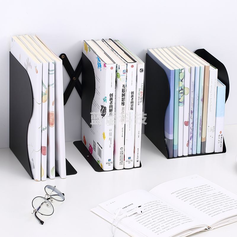 齐心 B2159 伸缩铁书立 102*158*193 黑色