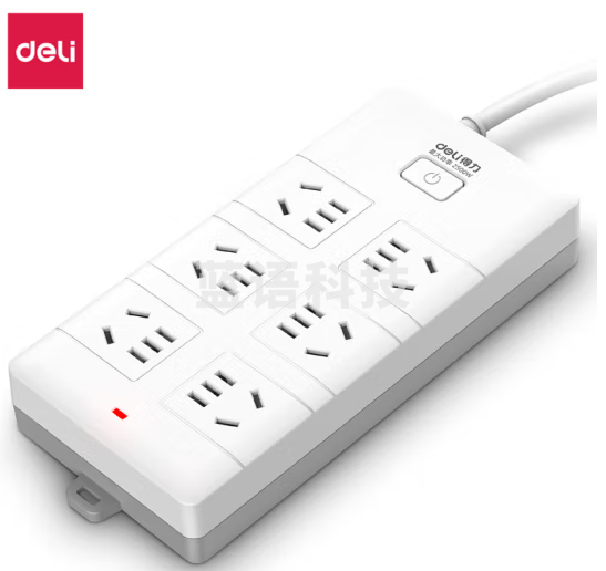 得力18260-02插座_6组_2米_PVC袋装(白)(只)新国标