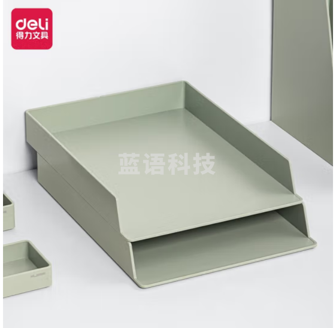 得力(deli) 三层镂空收纳文件座 自由拆卸组装三层文件盘/文件框/文件架 牢固耐用 NS021S 绿色