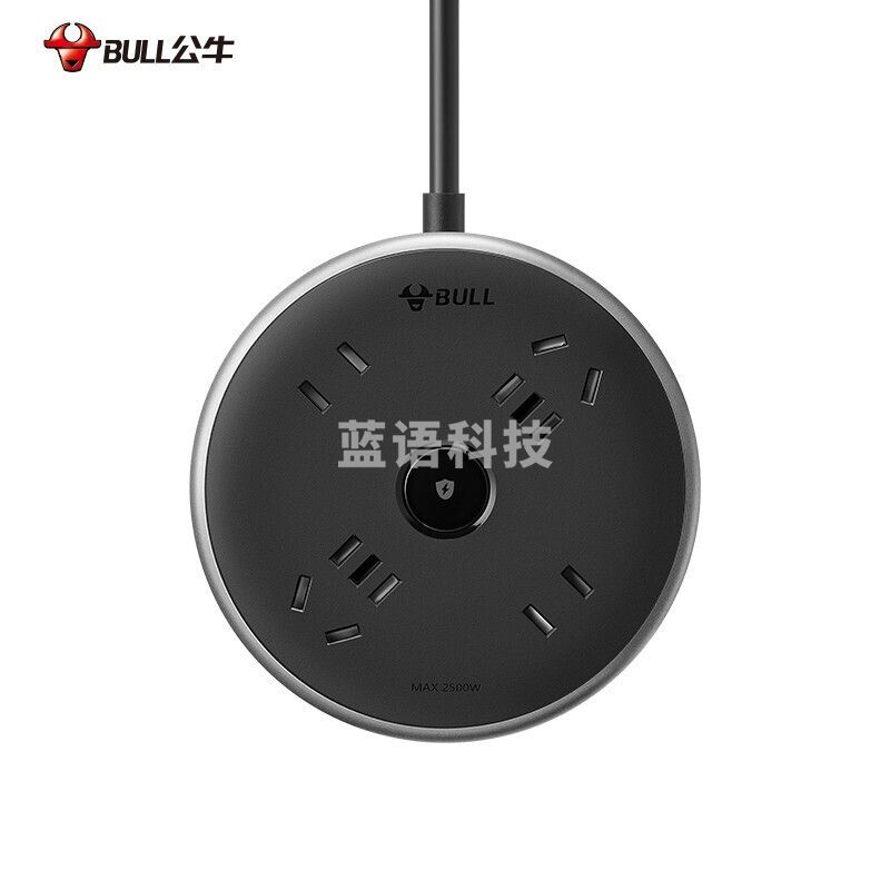 公牛(BULL) GN-R6220 飞碟插座 4位总控插排/插线板/接线板 黑色 全长1.5米.