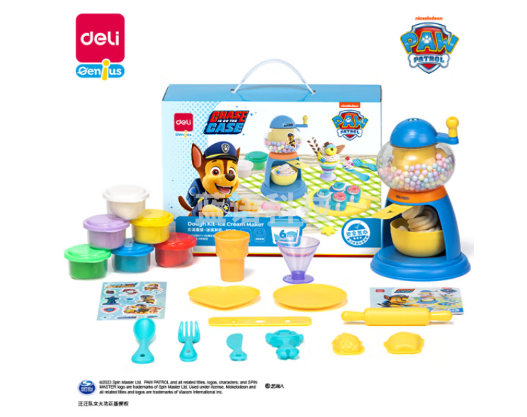得力(deli)YC140汪汪队彩泥冰淇淋机 彩泥橡皮泥超轻黏土粘土创意玩具手工DIY 含工具