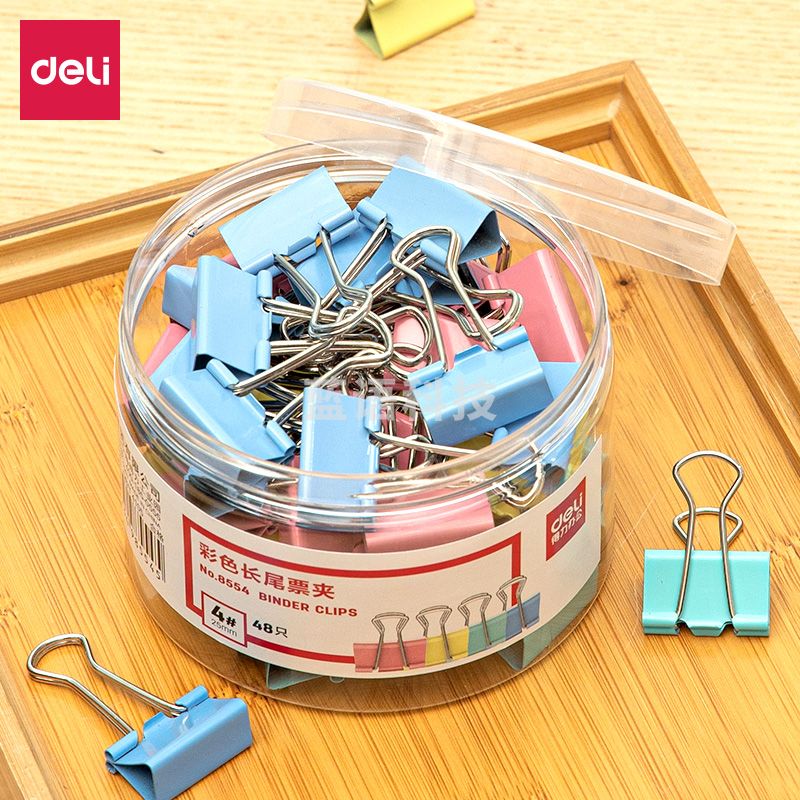 得力(deli)8554ES彩色长尾票夹筒装(单位：筒)混  5盒起售