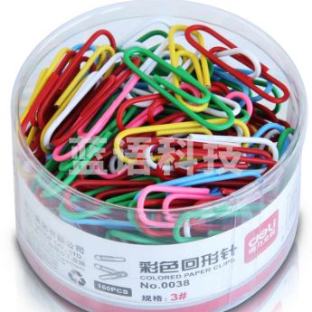 得力0038彩色回形针(混)(160枚/筒)