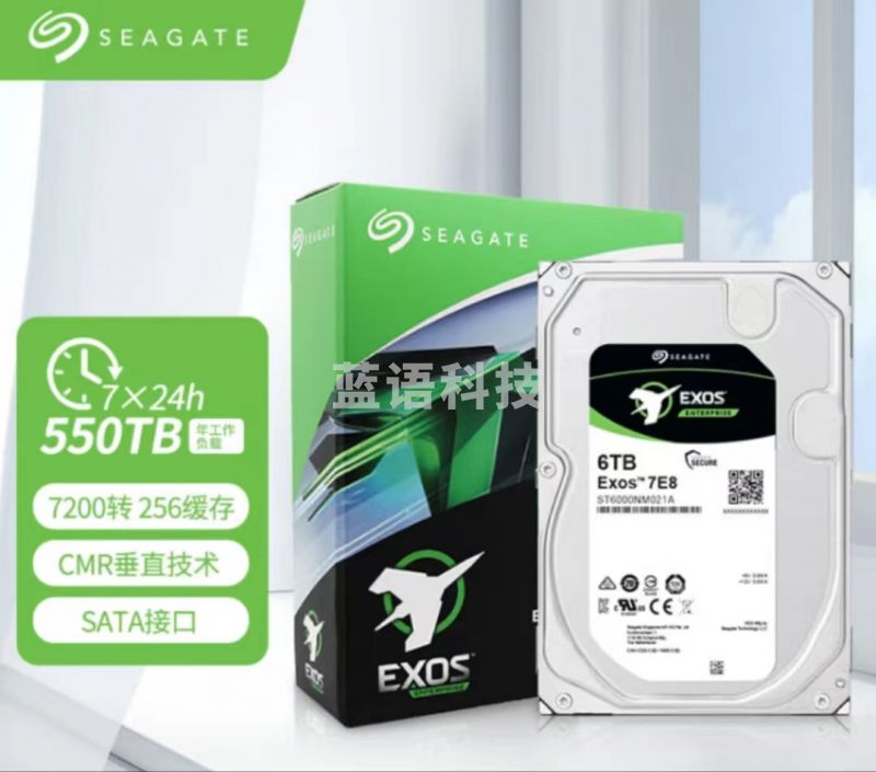希捷企业硬盘6TB 256MB 7200RPM SATA接口 希捷银河Exos7E10系列 ST6000NM019B