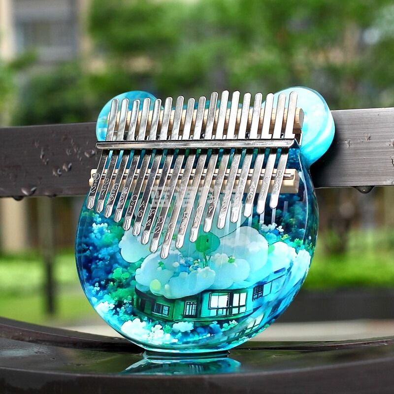 海之韵7音/21音水晶彩色卡林巴透明kalimba卡通拇指琴小众乐器 17音水晶爱心花1