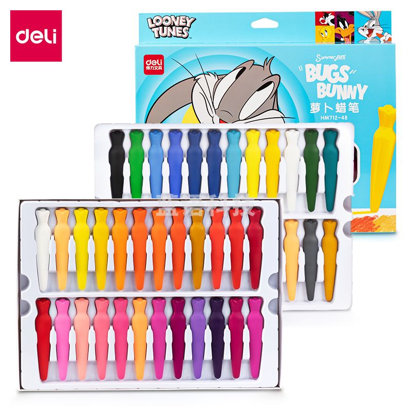 得力HM712-48_48色兔巴哥萝卜蜡笔(混)(彩盒装)