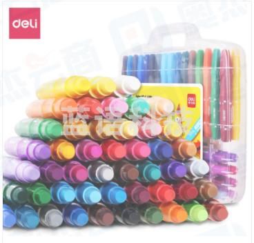 得力72057_PP盒装大容量水溶性旋彩棒(混)（48色/盒）