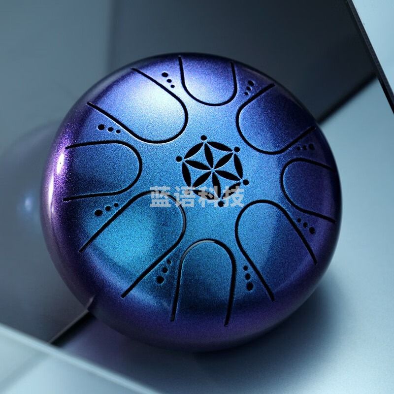 hluru鲁儒5寸8音mini鼓流光系列户外便携空灵鼓小型儿童成人打击乐器 【风铃青】5寸8音+全套配件