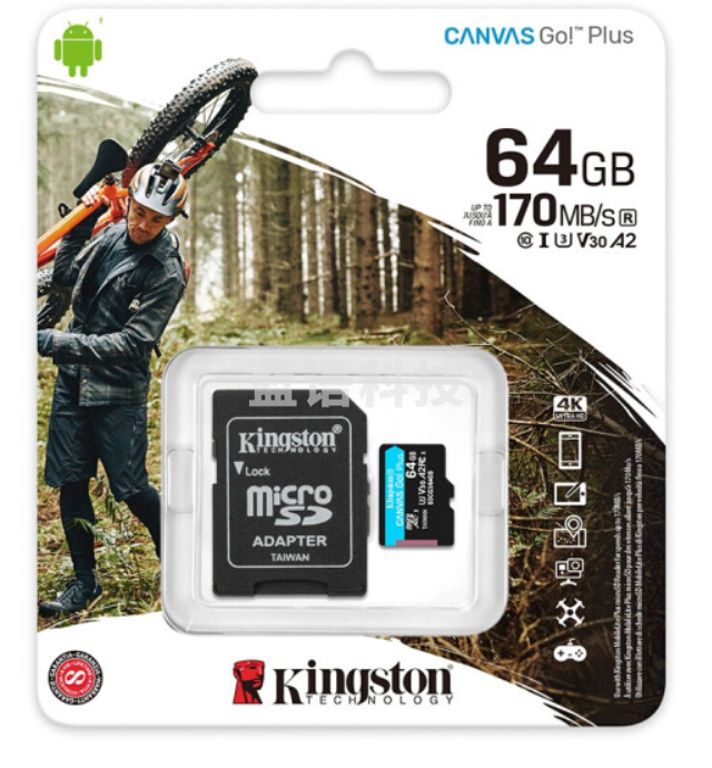 金士顿 TF卡(Micro SD) 摄像头专用 高速存储内存卡 170M/S SDCG3/64GB
