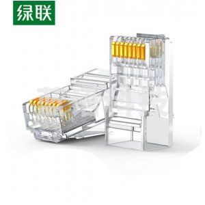 绿联 UGREEN NW111 6类千兆RJ45塑料壳屏蔽水晶头 网络接头连接器 100个/袋