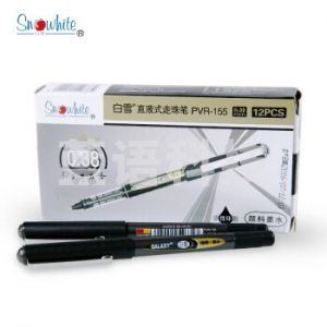 白雪(snowhite)PVR-155 直液式走珠笔子弹型中性笔 黑色0.38mm 12支盒装