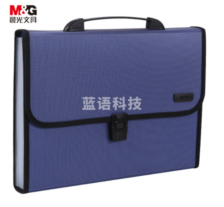 晨光(M&G)文具A4/12格蓝色文件包 办公手提资料包风琴包 学生试卷分类收纳包 单个装AWT90959