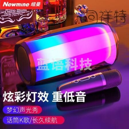 纽曼（Newmine）BS02蓝牙音箱 便携式户外电脑桌面迷你重低音炮 全屏炫彩发光带麦克风