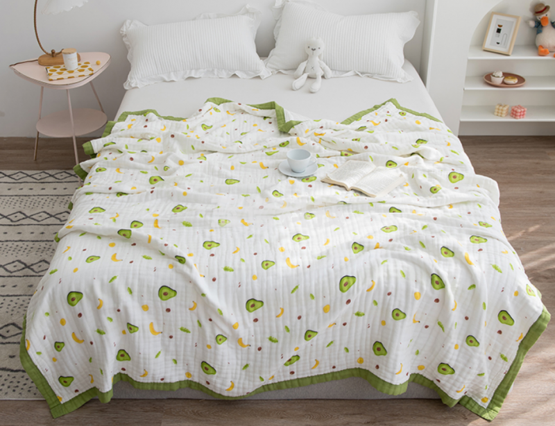 沐凡 浴巾纯棉纱布加厚高密六层 牛油果110*110cm