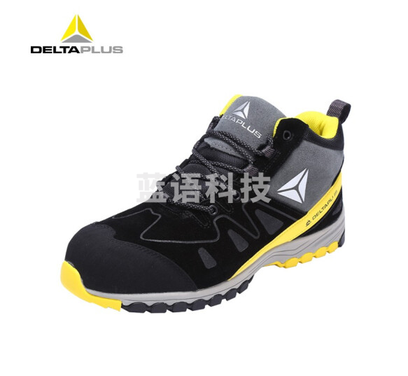 代尔塔 301339(黄黑色-高帮) 新款劳保鞋 运动系列反绒牛皮面安全鞋