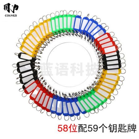 国为（COUVEZI） 加厚不锈钢钥匙盘钥匙圈环钥匙板可标记钥匙牌标签分类钥匙扣不锈钢收纳管理钥匙串 58位-含59个标记牌