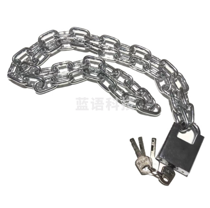 大宝 链条锁/防盗车锁 加粗加长链条锁家用锁具防剪防盗车锁电动车自行车锁铁链子门锁8MM*1M，配四把钥匙