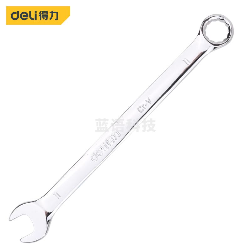 得力DL33111 11mm两用扳手梅花开口板手镜面抛光梅开呆扳手五金汽修工具