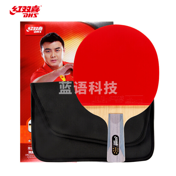红双喜6星R6006 乒乓球拍 直拍双面反胶弧圈结合快攻