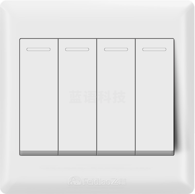 飞雕 四开四位面板开关 86型墙壁面开关E5-A 白色四开单控墙壁开关