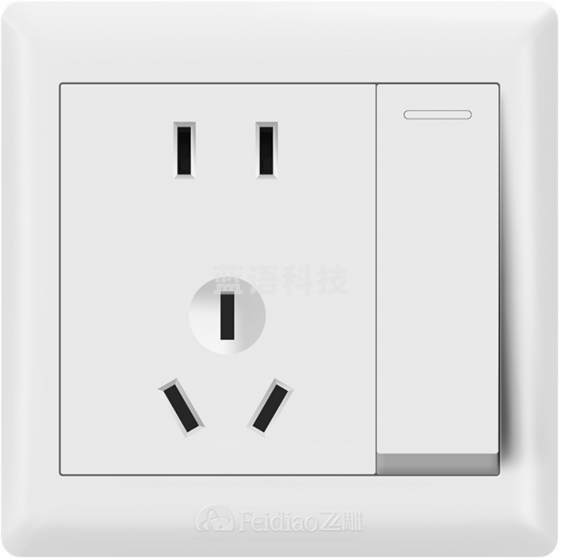 飞雕 一开五孔插座 86型五孔插座带单开关墙壁开关E5-A 10A新国标